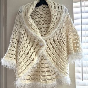 Cream Crochet Women Sweater